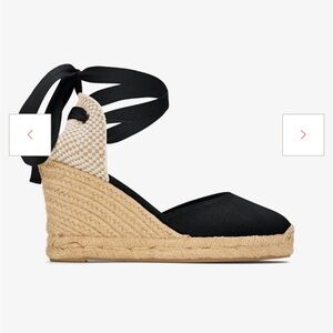 Saludos Marseilles Black Espadrille Wedge Sandals